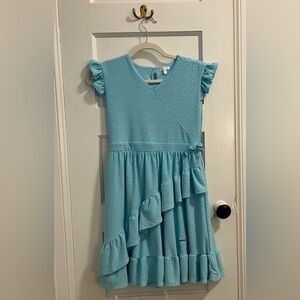Tahari Light Blue Eyelet Kids Dress Size 12